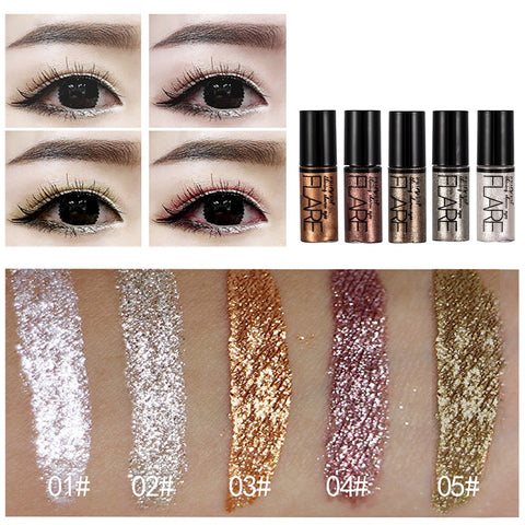 5 Color Metallic Shiny Eyeshadow Glitter Liquid Eyeliner Makeup Eye Liner Pen-Waterproof Makeup Pigment Eyeshadow Palette