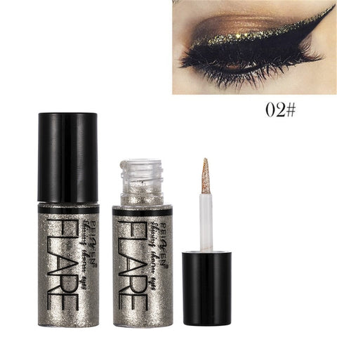 5 Color Metallic Shiny Eyeshadow Glitter Liquid Eyeliner Makeup Eye Liner Pen-Waterproof Makeup Pigment Eyeshadow Palette