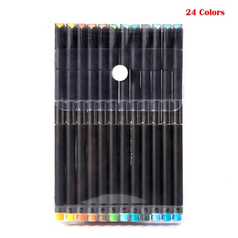 Mini 12/24Pcs Fineliner Brush Pen Set Micron Graffiti Art Marker Drawing Color Pen Liner Caligraphy Finecolour Pencil Stationery