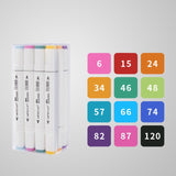 12/24/36/48/60 Colors Dual Tip Art Marker Pens Fine Liner Markers Watercolor Drawing Painting Pen Brush School Supplies 04379
