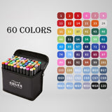 12/24/36/48/60 Colors Dual Tip Art Marker Pens Fine Liner Markers Watercolor Drawing Painting Pen Brush School Supplies 04379