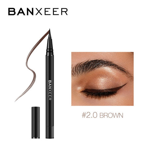 BANXEER Waterproof Eyeliner Long Lasting Eye Liner Pencil Quick Dry Black Brown ink Eyeliner Felt-Tip Pen Smudge-Proof Cosmetic