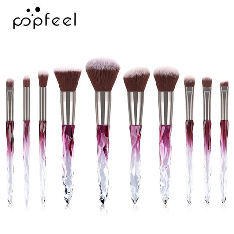 POPFEEL crystal  Makeup Brushes Sets  Foundation Powder Cosmetic Blush Eyeshadow Women Beauty Glitter Make Up Brush Tools