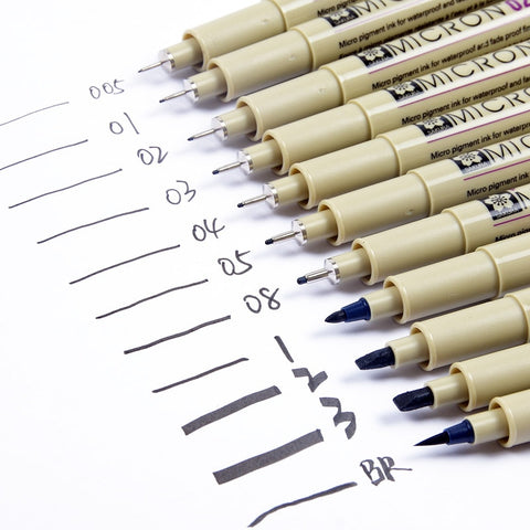 Sakura 4-13 Different Size Pigma Micron Needle Pen XSDK Black Marker Brush Pen Liner Pen for Sketch Drawing Design Manga Comic