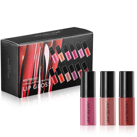 12Pcs/Lot Travel Kit Long-Lasting Waterproof Lipstick Matte Lip Gloss Demo Set 12 Colors Lips Makeup Brand LAMUSELAND #L18L12