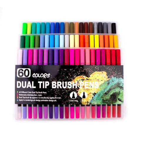 Watercolor Brush Pens Art Markers Fine Liner Brush Dual Tip for Adults&Kids Coloring Book,Sketching,Drawing