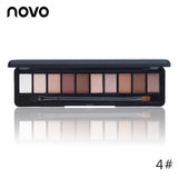 NOVO Eyeshadow Palette 10 Color Nude Matte Eyeshadow Shimmer Diamond Glitter Eye Shadow Korean Professional Makeup With Blush