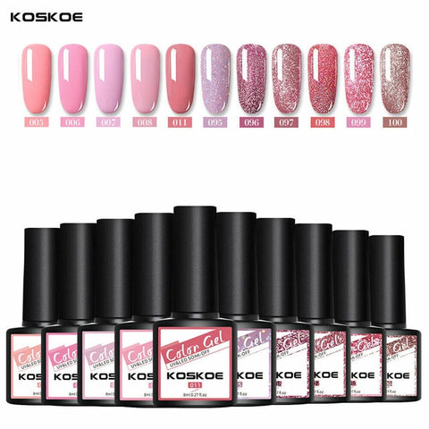 KOSKOE 8ML Nail Polish Gel Varnish For Manicures 120 Colors UV Gel Nail Purple Pink Glitter Holographics Soak Off UV Nail Gel