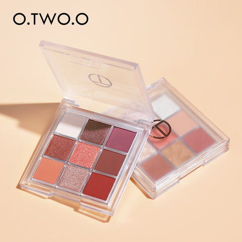 O.TWO.O Eyeshadow Cosmetics 9 Colors Nude Shimmer High Pigmented Shadows Waterproof Eye Shadow Palette Glitter For Eyes Makeup