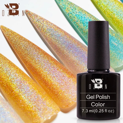 Bozlin 7.3ML Holographic Gel Soak Off LED/UV Gel Nail Polish 36 Colors Super Shinny Gel Polish Manicure Nail Art Tools Lacquers
