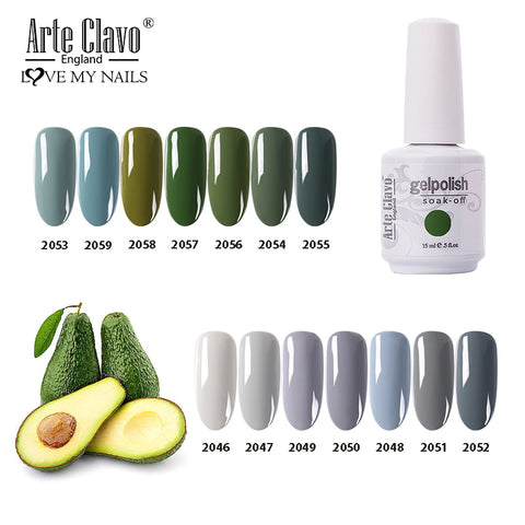 Arte Clavo 15ml UV Gel Polishl Green Color Semi Permanent UV Led Nail Gel Soak Off Hybrid Nails Lacquer Nail Art Gel Varnish