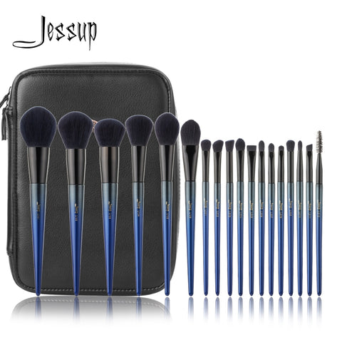 Jessup Makeup brushes 18pcs Make up brush set & 1PC Cosmetic bag women Powder Foundation Contour Pencil eyeshadow brushes