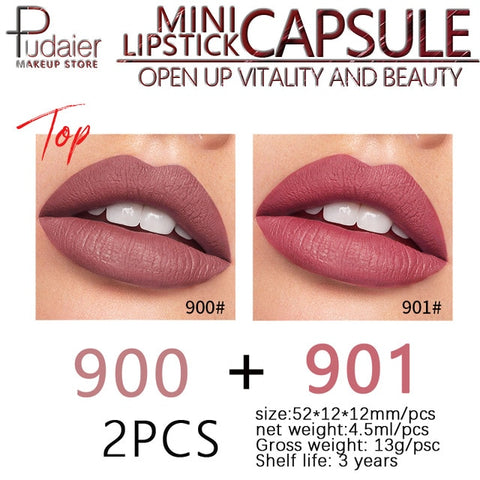 Pudaier 2pcs Capsule Lipstick for Lips Makeup Professional Waterproof  Matte Lipsticks Plumber Volumising Lip Plumber Repair