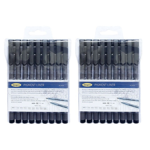 9Pcs/set Pigment Liner Micron Ink Marker Pen For Drawing Sketch Manga Micron Liner Calligraphy Brush Hook Line Pens Art Supplies