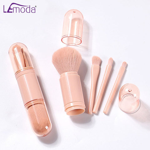 Lemoda Telescopic 4 in 1 Travel Portable Makeup Brushes Set Eyeshadow Brush Lip Cosmetics For Face Makeup Brush Kit