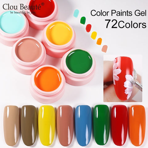 Clou Beaute DIY Painting Gel Nail Gel Polish Nail Art Design For Manicure 72 Colors Soak Off Nail Art Gel Varnishes Lacquer