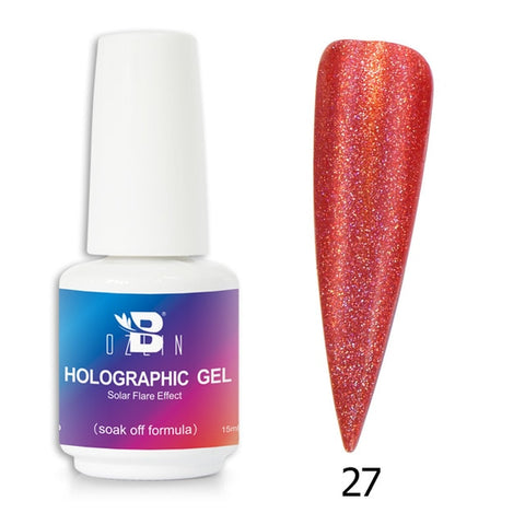 Bozlin 36 Colors Holographic Gel Soak Off LED/UV Gel Nail Polish 15ML Super Shinny Gel Polish Manicure Nail Art Tools Lacquers