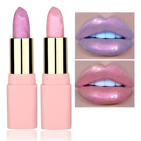 LULAA Shimmer Pearl Lipstick Waterproof Glitter Lipstick High Lighter Lip Stick Pigment Lips Tattoo Makeup Mermaid Batom