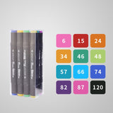 12/24/36/48/60 Colors Dual Tip Art Marker Pens Fine Liner Markers Watercolor Drawing Painting Pen Brush School Supplies 04379