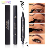 Docolor Black Liquid Eyeliner Stamp Marker Pencil Waterproof Stamp Double-ended Eye Liner Pen Cosmetic Eyeliner