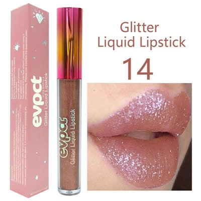 Hot Sale 15 Colors Glitter Lips Make Up Liquid Lipstick Waterproof Long Lasting Shimmer Red Lip Pink Women Beauty Lipstick