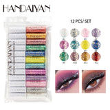 HANDAIYAN 12 Colors/pack Matte Color Eyeliner Kit Makeup Waterproof Colorful Eye Liner Pen Eyes Make up Cosmetics Eyeliners Set