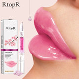 RtopR Cherry Blossom Moisturizing  Lip Serum Reduce Lip Fine Lines Essence Lip Mask Dry Crack Peeling Repair Beauty Care 3ml