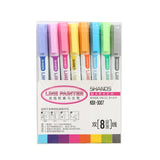 8 Color Double Line Outline Art Marker Set Glitter Liner Highlighter Letter&Draw Journal Diary Album Office School Supply H6095