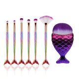 5/10pcs Mermaid Fan Makeup Brushes Set Eyeshadow Eyebrow Flat Foundation Cosmetics Brush Kit for Beauty Woman Gifts Maquillajes