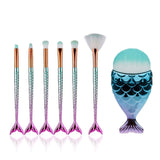 5/10pcs Mermaid Fan Makeup Brushes Set Eyeshadow Eyebrow Flat Foundation Cosmetics Brush Kit for Beauty Woman Gifts Maquillajes