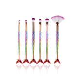 5/10pcs Mermaid Fan Makeup Brushes Set Eyeshadow Eyebrow Flat Foundation Cosmetics Brush Kit for Beauty Woman Gifts Maquillajes