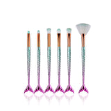5/10pcs Mermaid Fan Makeup Brushes Set Eyeshadow Eyebrow Flat Foundation Cosmetics Brush Kit for Beauty Woman Gifts Maquillajes