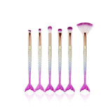 5/10pcs Mermaid Fan Makeup Brushes Set Eyeshadow Eyebrow Flat Foundation Cosmetics Brush Kit for Beauty Woman Gifts Maquillajes