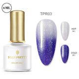 BORN PRETTY Gel Nail Polish Micas Shining Glitter Thermal Sensitive Color Changing Nail Gel 6ml Soak Off UV Gel Base Top Coat