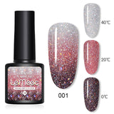 LEMOOC 8ml Gel Polish Thermal Temperature Change Color Nail Gel Varnish Glitter Sequins Soak Off UV Chameleon Lacquers