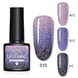 LEMOOC 8ml Gel Polish Thermal Temperature Change Color Nail Gel Varnish Glitter Sequins Soak Off UV Chameleon Lacquers