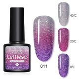 LEMOOC 8ml Gel Polish Thermal Temperature Change Color Nail Gel Varnish Glitter Sequins Soak Off UV Chameleon Lacquers