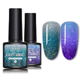 LEMOOC 8ml Gel Polish Thermal Temperature Change Color Nail Gel Varnish Glitter Sequins Soak Off UV Chameleon Lacquers