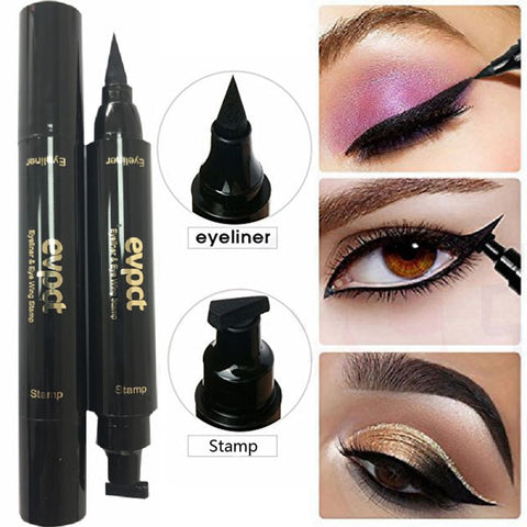 Double-Headed Eyeliner Stamp 2 In1 Quick-drying Liquid Eyeliner Waterproof Easy-to-use Stamp Eye Liner Black Smooth Eye Makeup