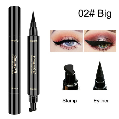 Double-Headed Eyeliner Stamp 2 In1 Quick-drying Liquid Eyeliner Waterproof Easy-to-use Stamp Eye Liner Black Smooth Eye Makeup