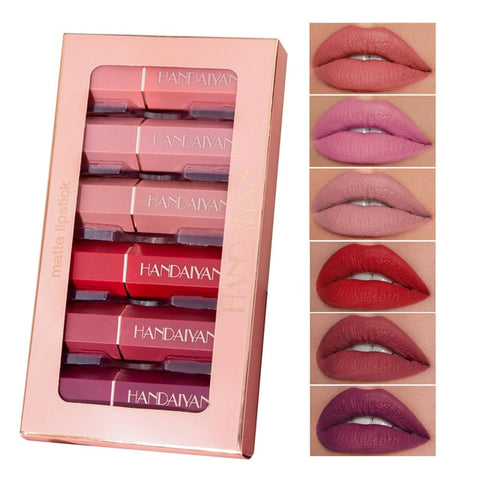 6Pcs/set Matte Lip Gloss Set Lipstick Liquid Waterproof Long Lasting Moisturizing Lipstick Women Lip Tint Beauty Cosmetics Set