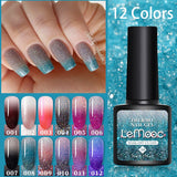 LEMOOC 8ml Gel Polish Thermal Temperature Change Color Nail Gel Varnish Glitter Sequins Soak Off UV Chameleon Lacquers