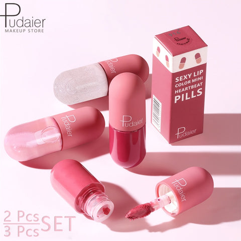 Pudaier 2pcs Capsule Lipstick for Lips Makeup Professional Waterproof  Matte Lipsticks Plumber Volumising Lip Plumber Repair