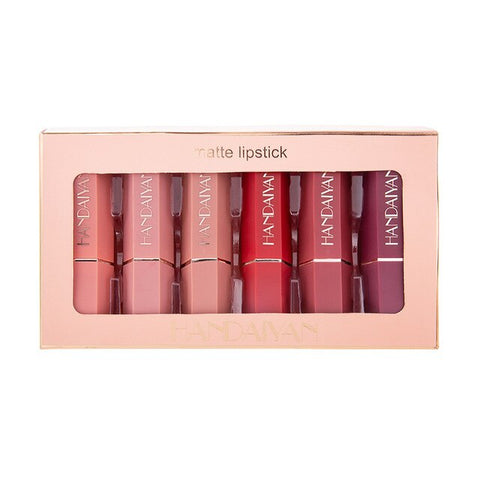 HANDAIYAN Lip Gloss Lightweight Matte Long Lasting Waterproof Lipstick Nourish Moisturizing Professional Lip Makeup 6pcs/Set