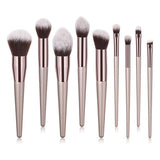 9pcs Champagne Gold Makeup Brushes Foundation Powder Blush Brush For Beginners Eye Shadow Lash Make up Brush Set