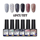 LEMOOC 4/6Pcs Nail Gel Polish Set Colorful Glitter Sequins Effect Gel Varnish Kits Soak Off UV LED Manicures Hybrid Lacquers