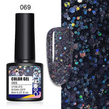 LEMOOC 8ml Glitter Gel Nail Polish Paint Varnishes Lacquers For Nail Art Design Semi Permanent Soak Off Base Top Coat For Nails