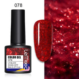 LEMOOC 8ml Glitter Gel Nail Polish Paint Varnishes Lacquers For Nail Art Design Semi Permanent Soak Off Base Top Coat For Nails