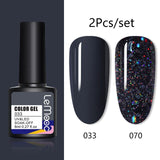 LEMOOC 8ml Glitter Gel Nail Polish Paint Varnishes Lacquers For Nail Art Design Semi Permanent Soak Off Base Top Coat For Nails