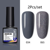 LEMOOC 8ml Glitter Gel Nail Polish Paint Varnishes Lacquers For Nail Art Design Semi Permanent Soak Off Base Top Coat For Nails